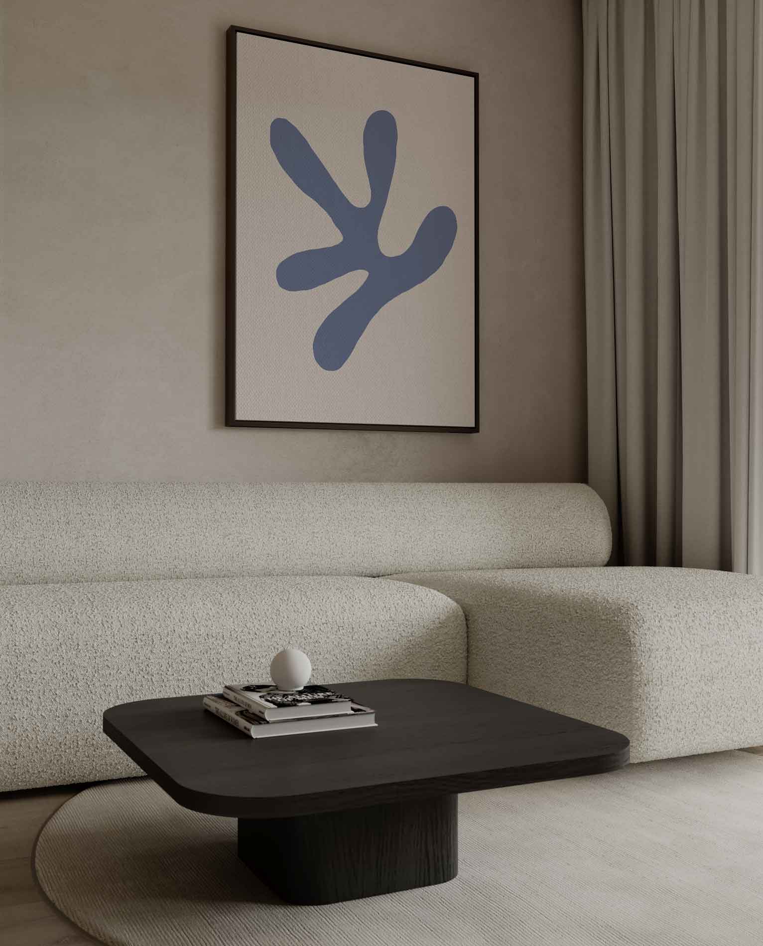 Abstracte Vormen in Blauw Kunstwerk-canvas-dibond-plexiglas-wanddecoratie-WallArtistic