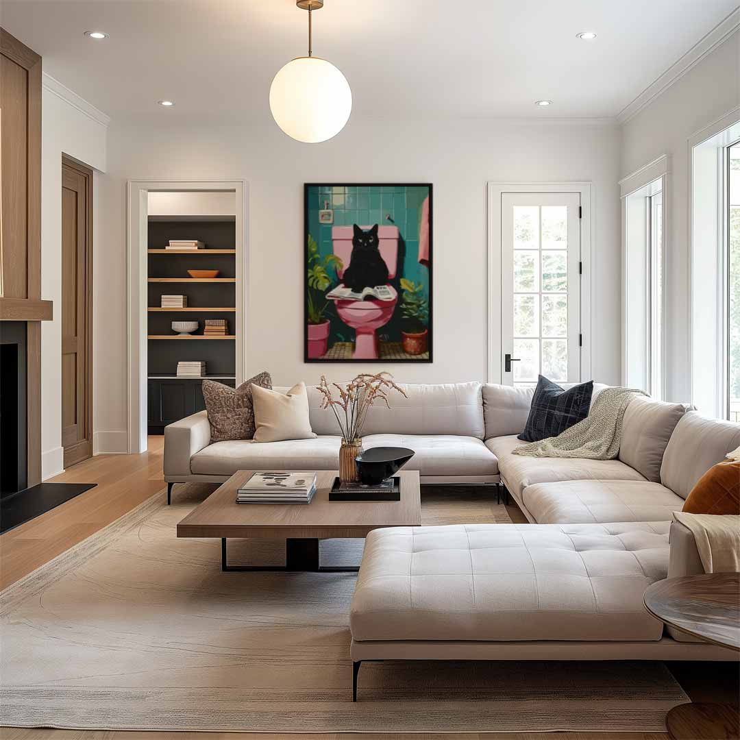 Kat op de Troon Kunstwerk-canvas-dibond-plexiglas-wanddecoratie-WallArtistic