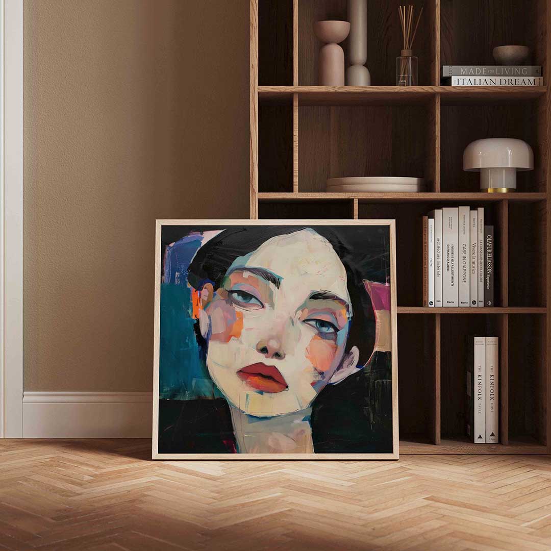 Portret met kleurrijke accenten Poster