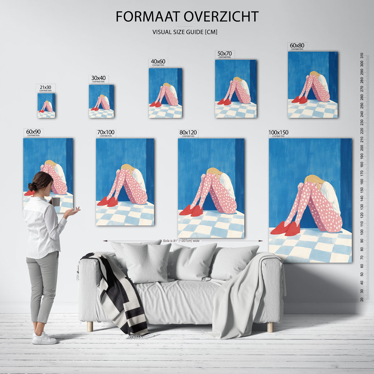 Zittende figuur met stippen Poster