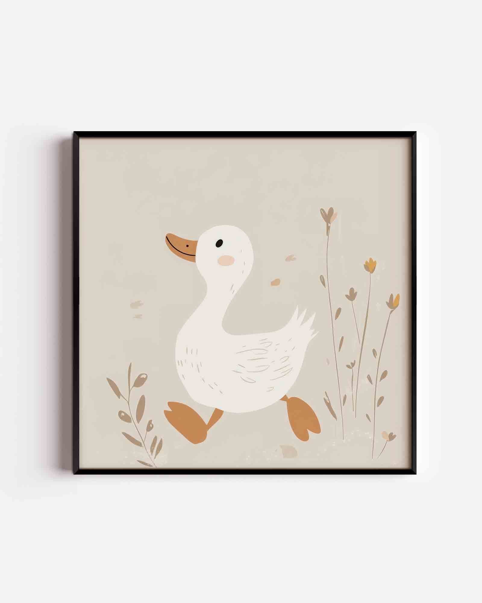 Eend met bloemen Poster