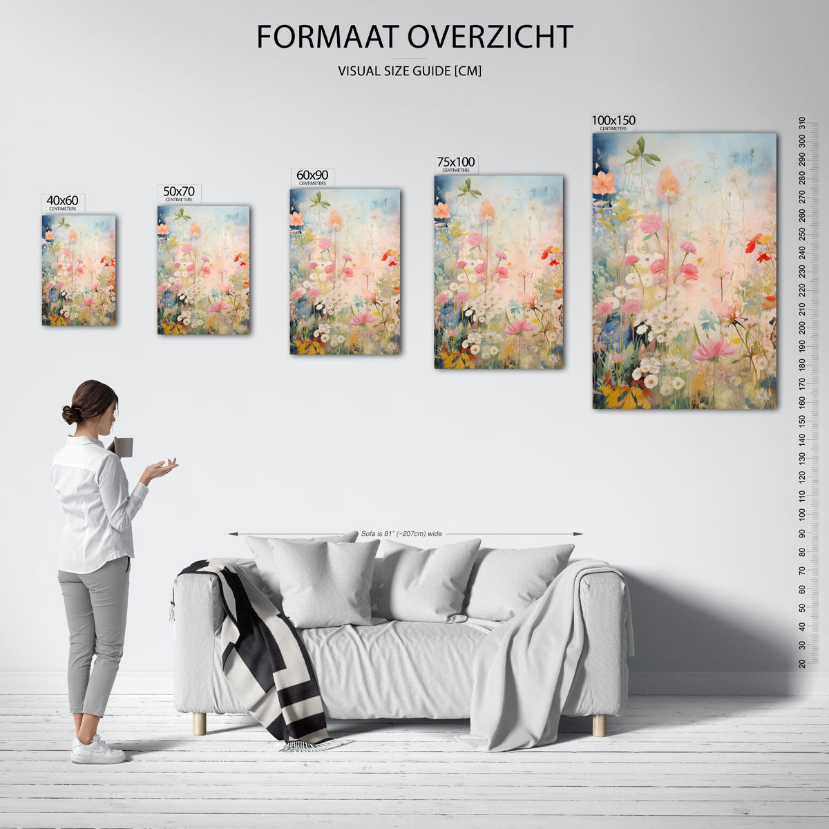 Bloemenpracht in pastel Kunstwerk