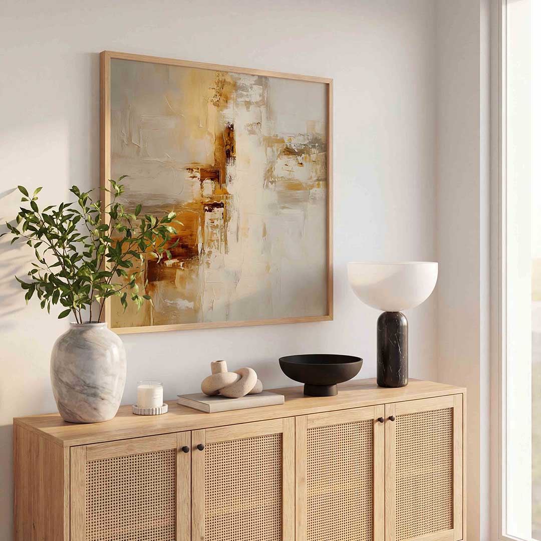 Abstracte beige en bruine Poster