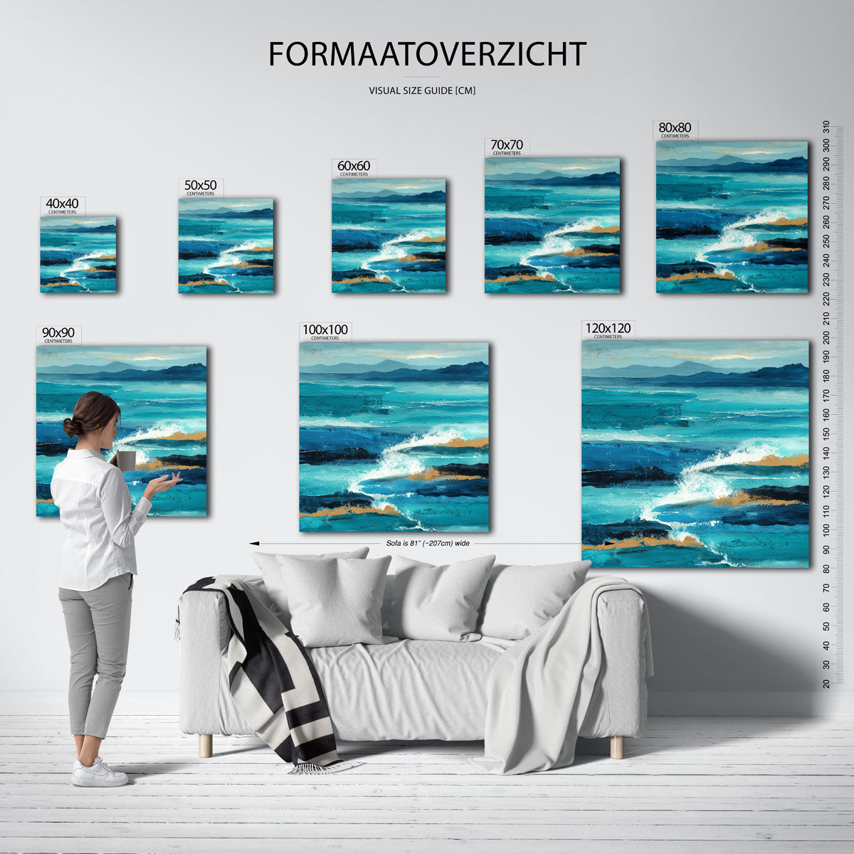Golven en bergen Poster