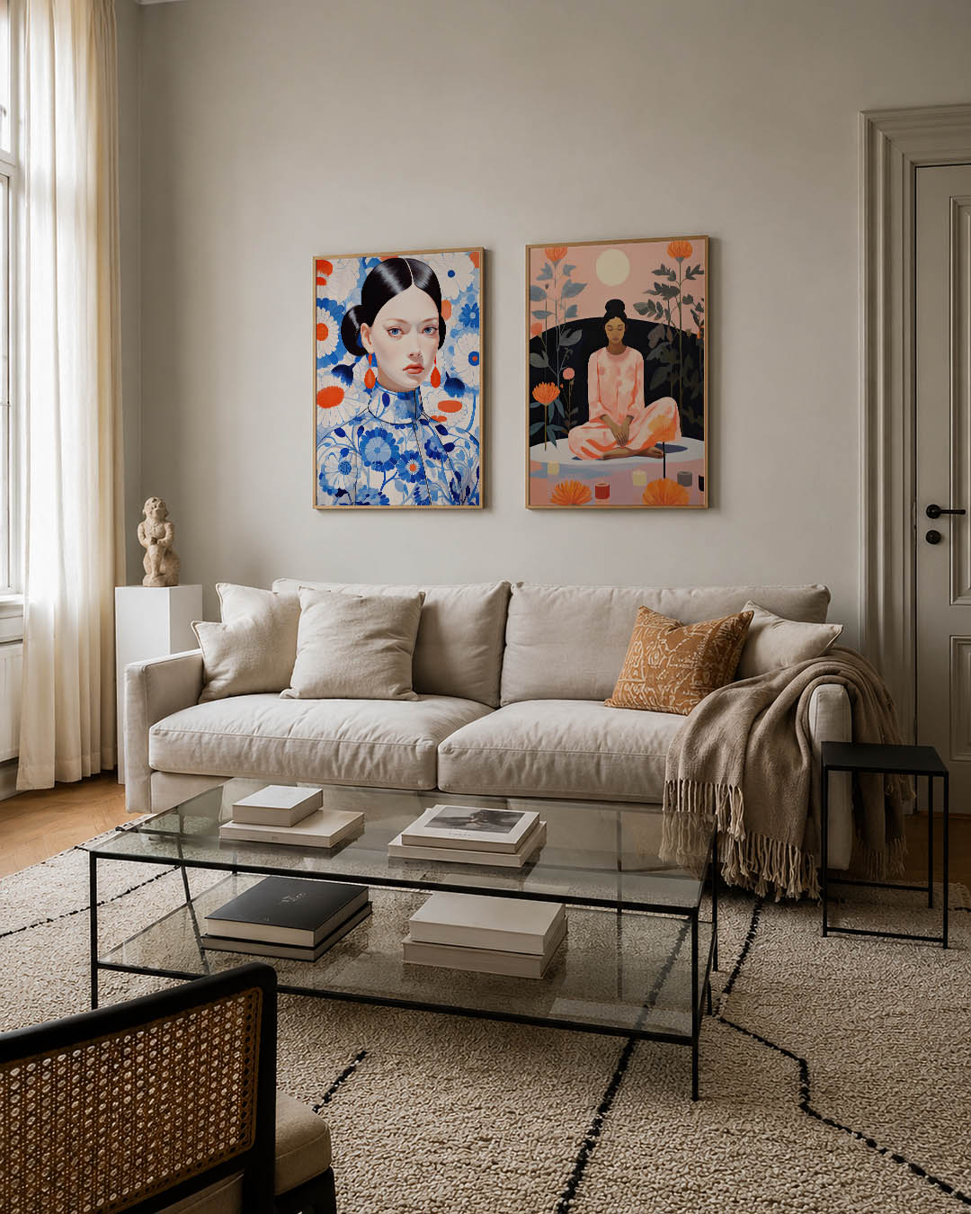 Bloemen en portret Posterset