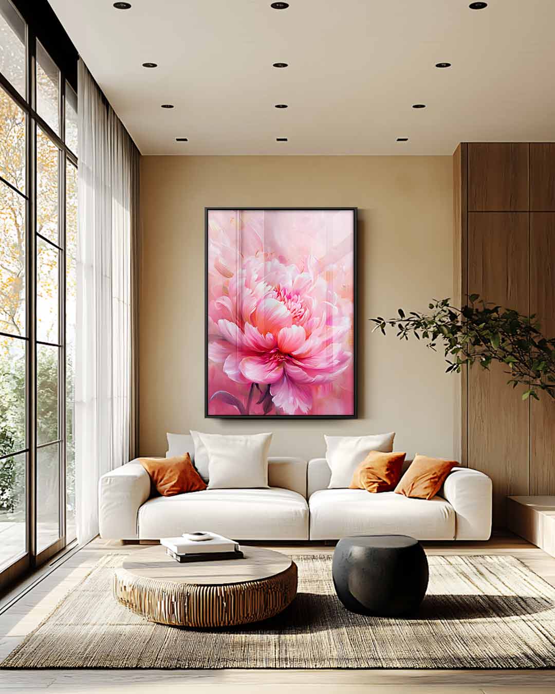 Bloeiende Pioen in Roze Kunstwerk-canvas-dibond-plexiglas-wanddecoratie-WallArtistic