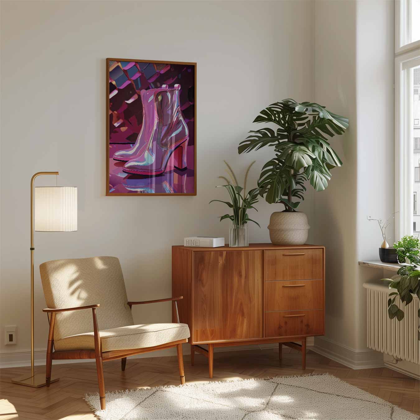 Glanzende Enkellaarsjes met Glamour Effect Poster-WallArtistic