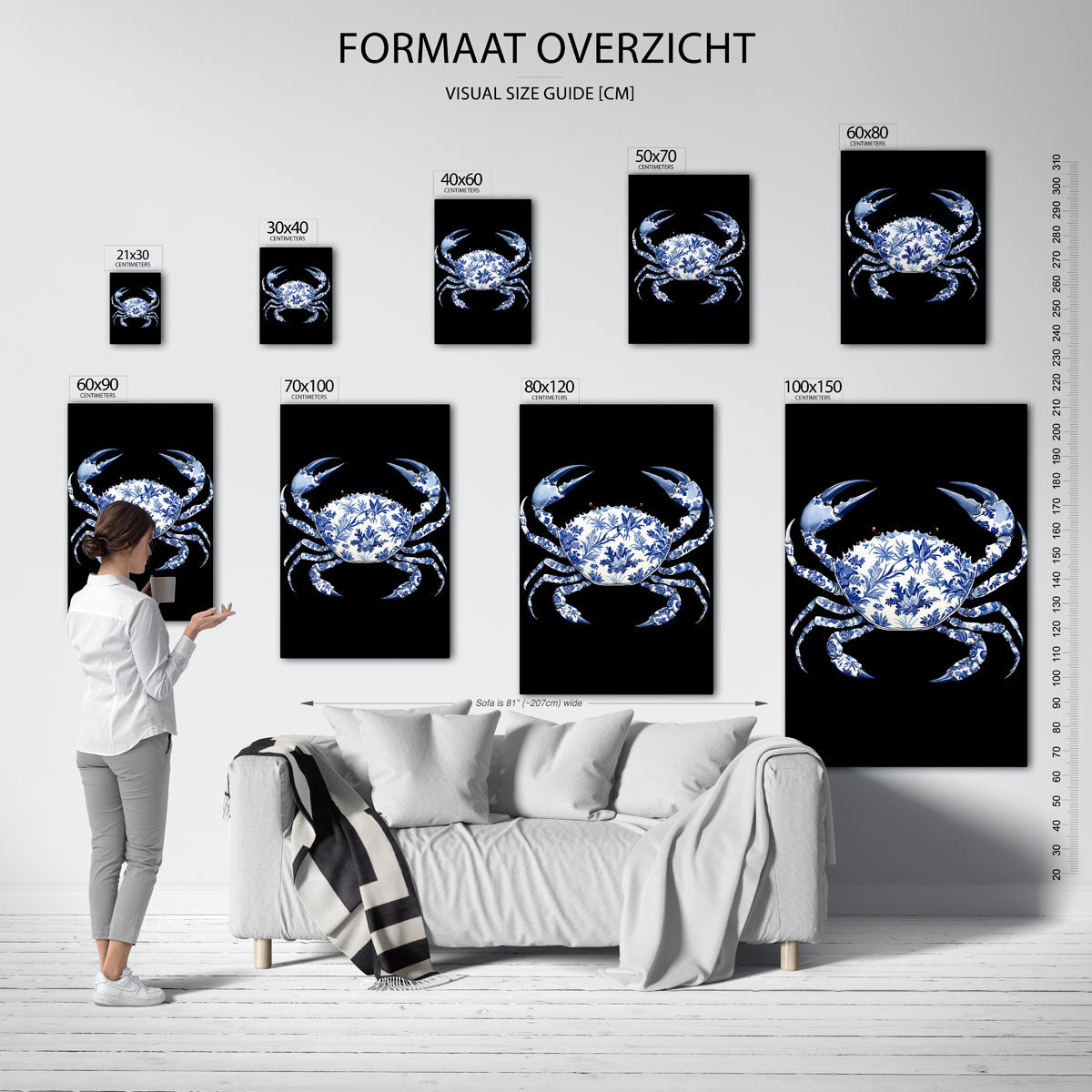 Blauw witte krab Poster