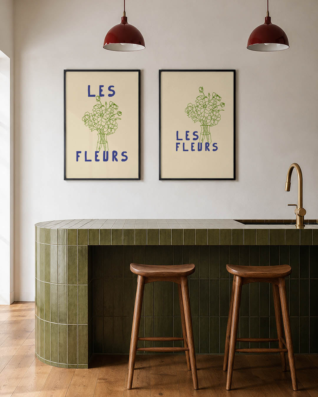 Bloemrijke lijnenspel Posterset