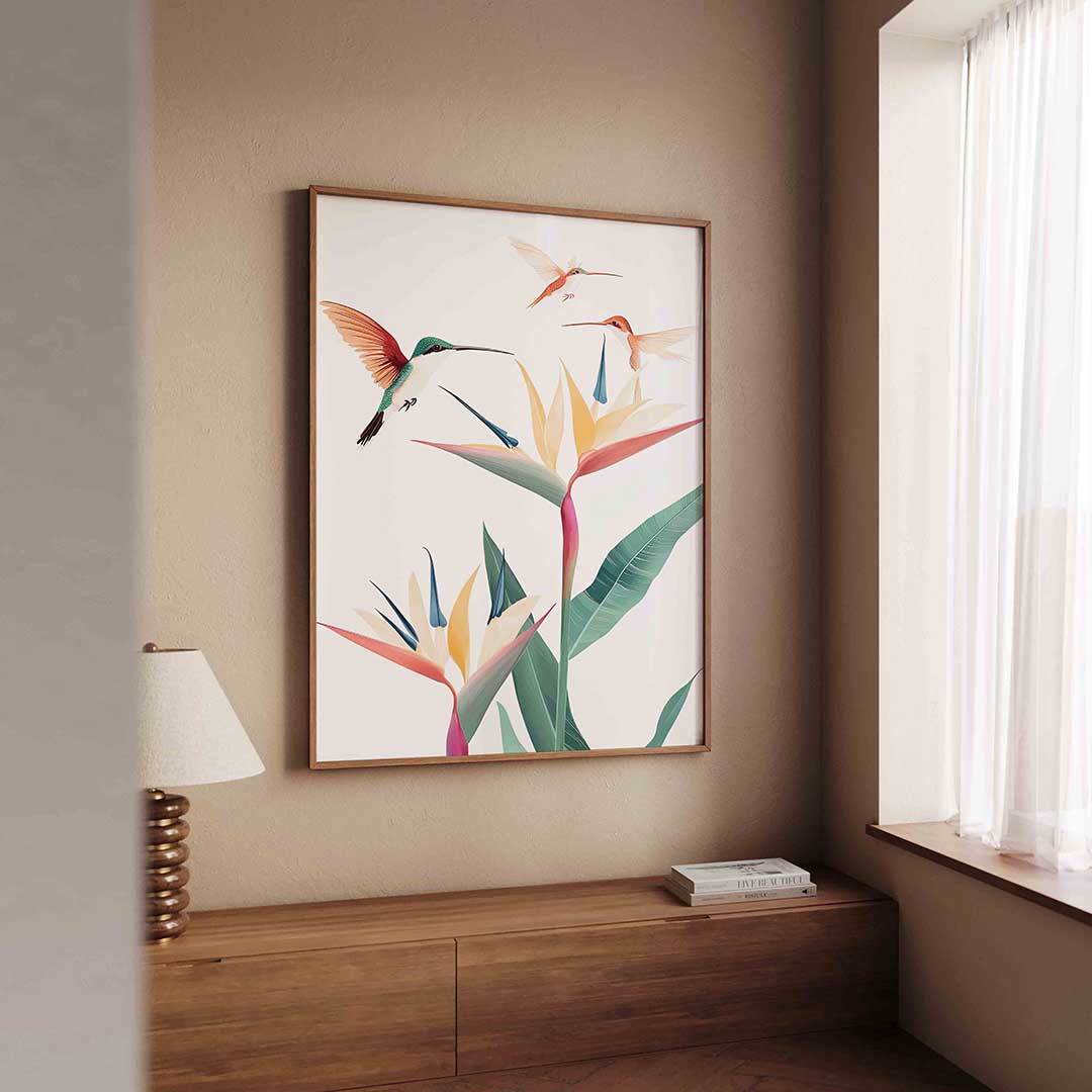 Kolibries en bloemen Poster