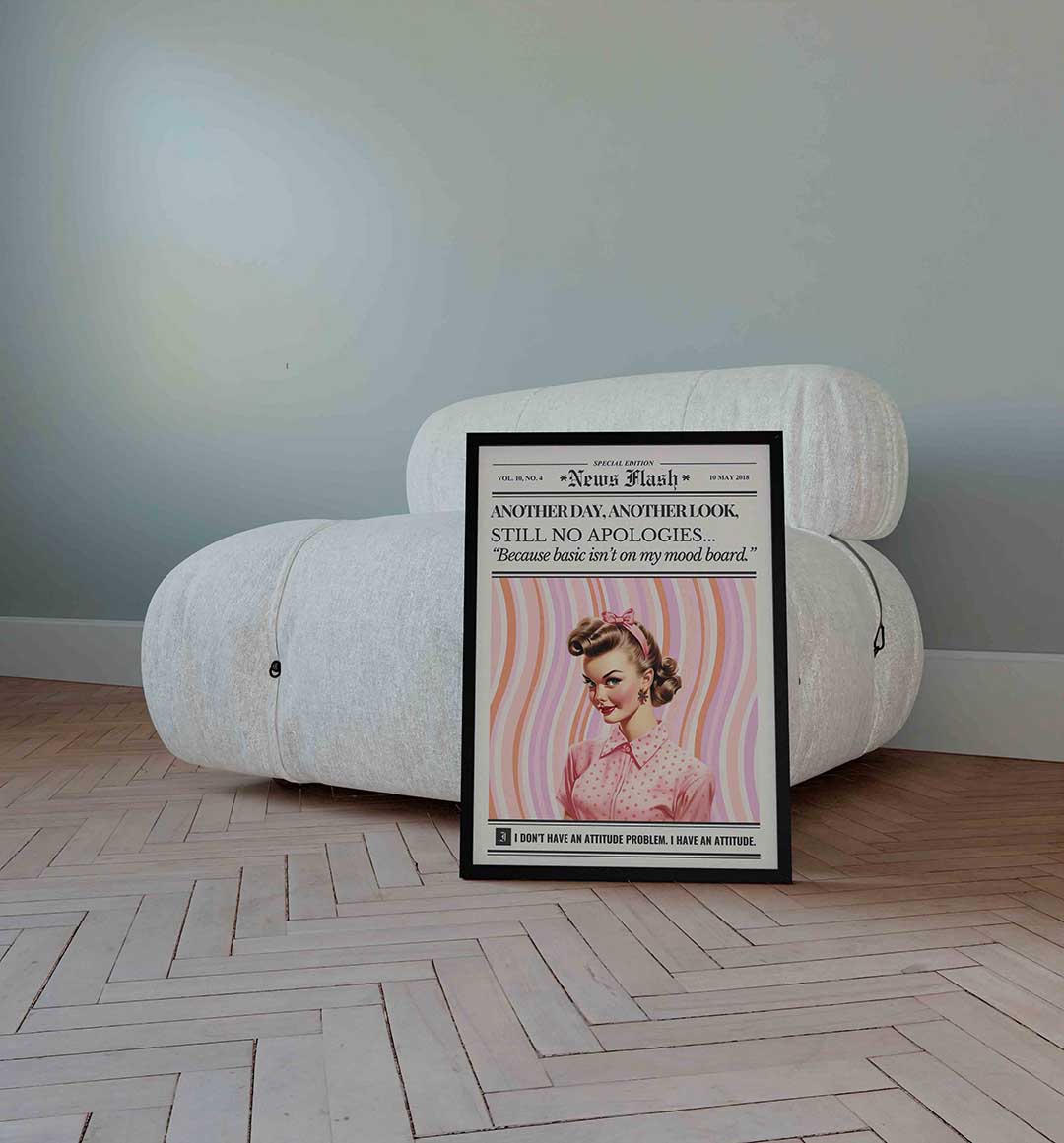 Retro dame met tekst Poster
