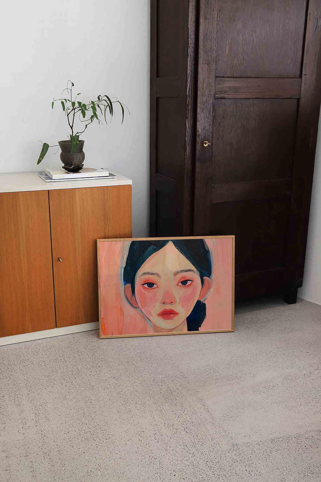 Portret met roze tinten Poster