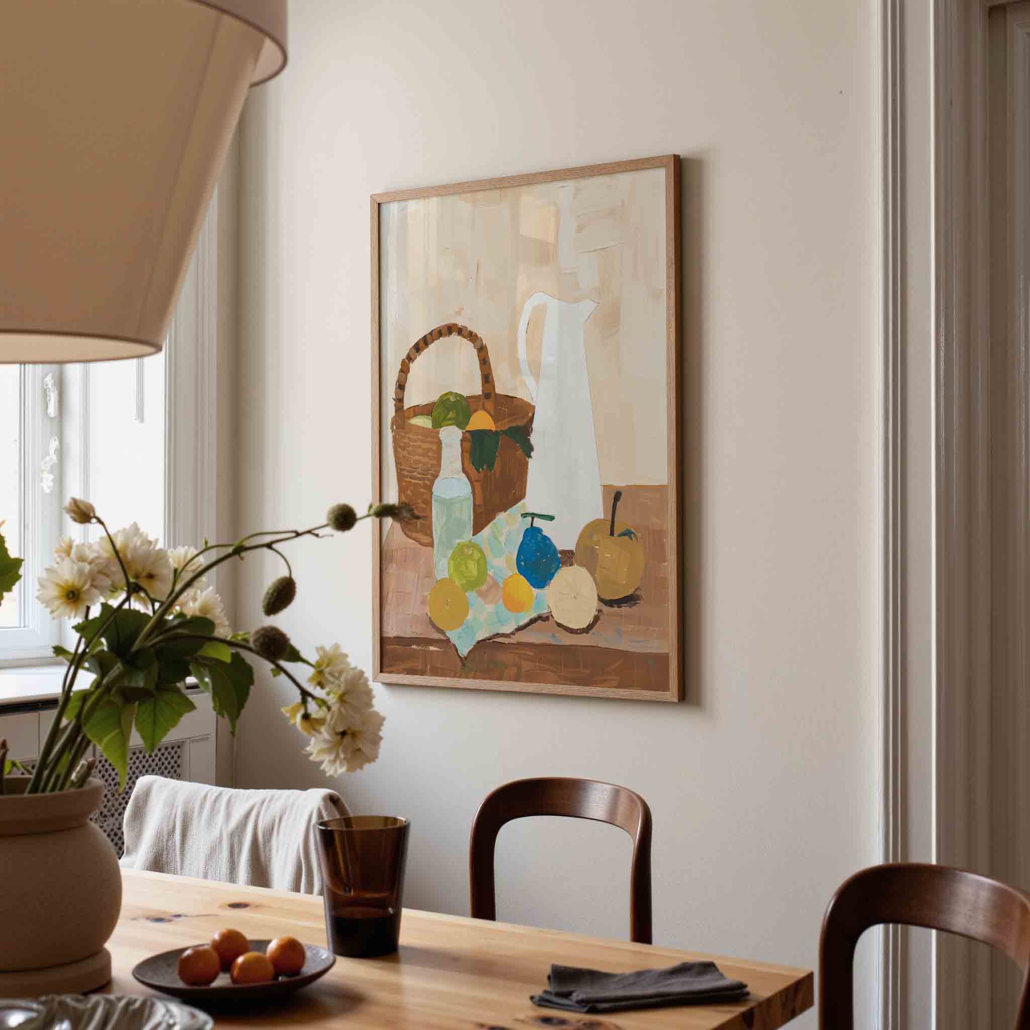 Stilleven met fruit en kan Poster
