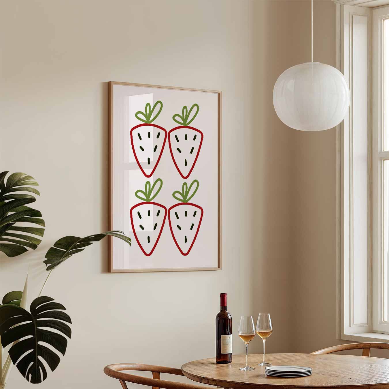 Vrolijke Aardbei Illustratie Poster-WallArtistic