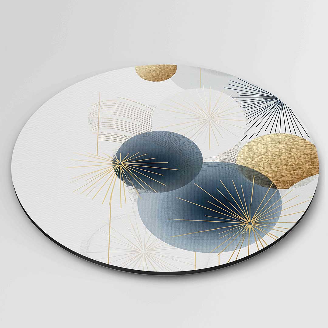 Gouden en blauwe cirkels Muurcirkel