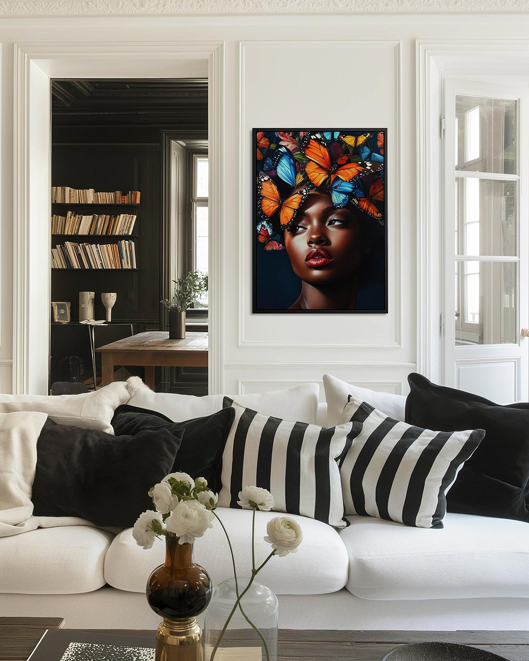 Vlinders en portret Kunstwerk