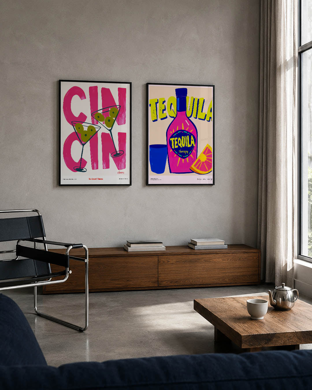 Vrolijke cocktailkleuren Posterset