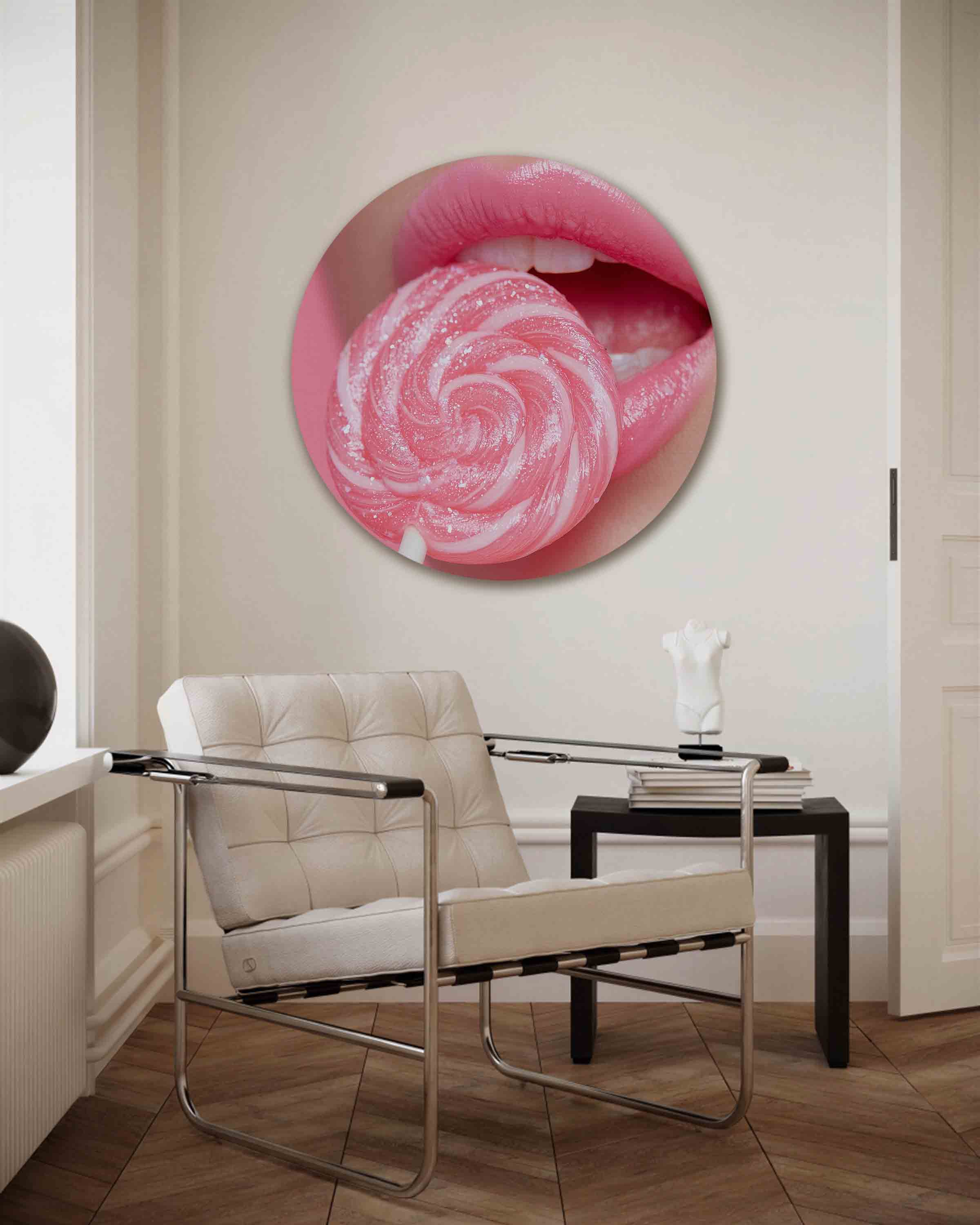 Roze lolly en lippen Muurcirkel