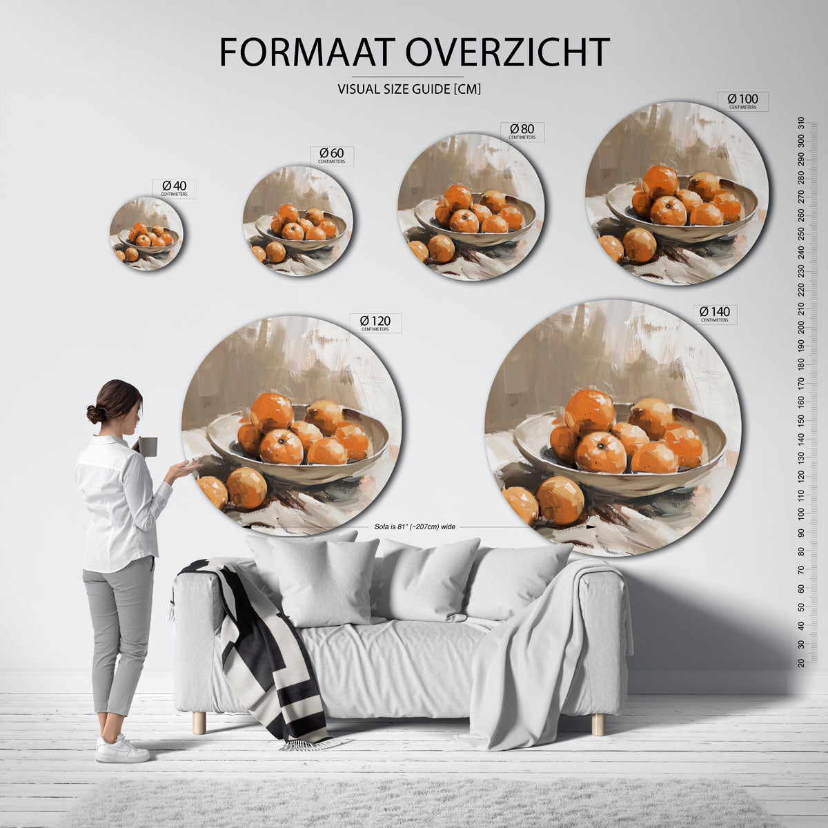 Sinaasappels in schaal Muurcirkel