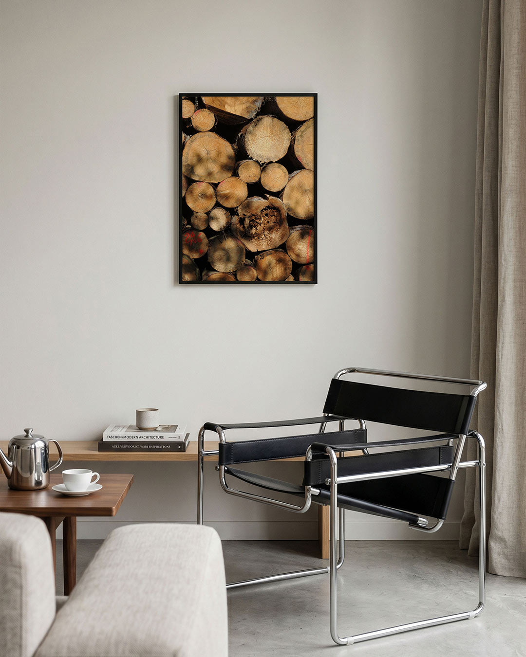 Houtstapel textuur Poster