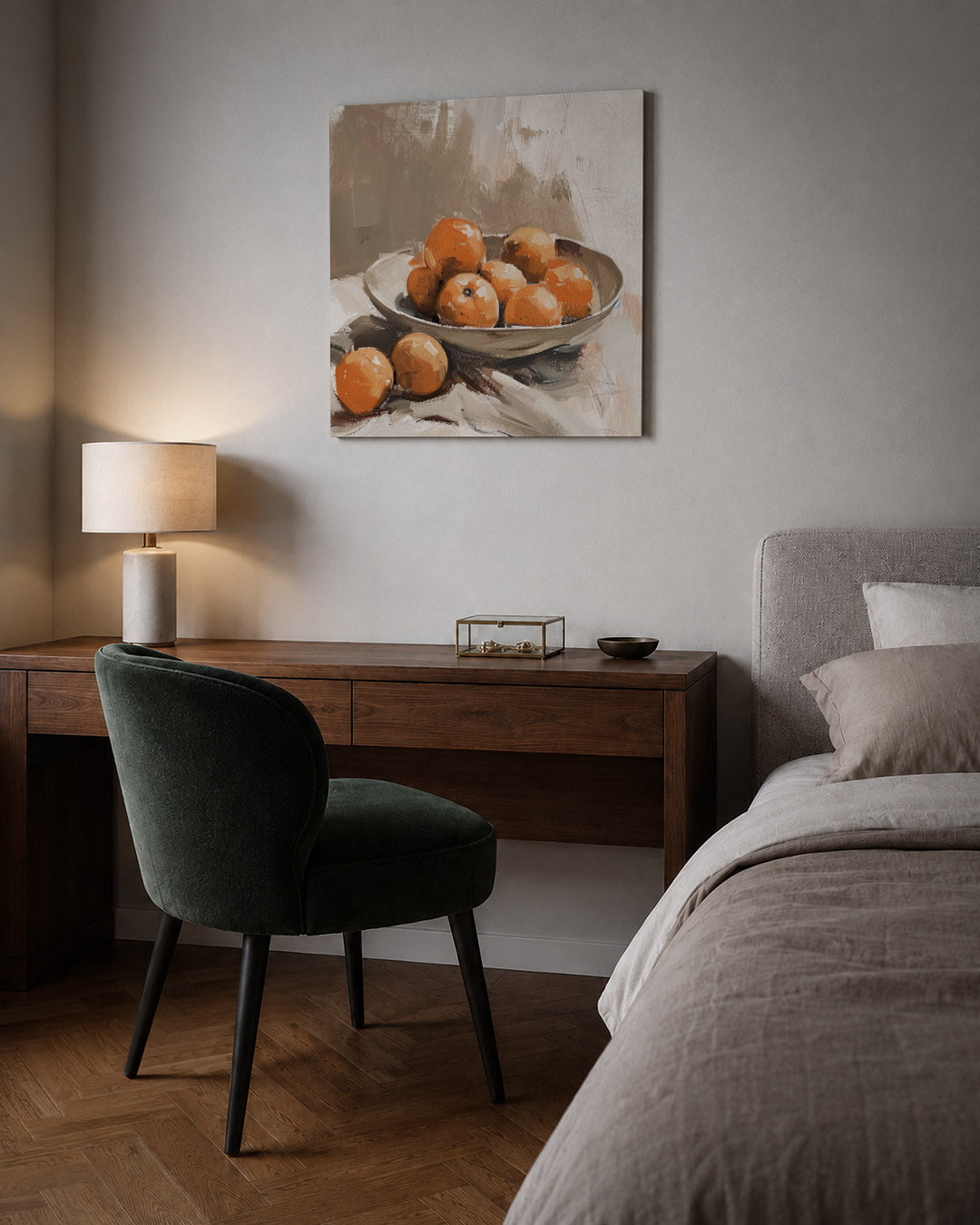 Sinaasappels in schaal Kunstwerk