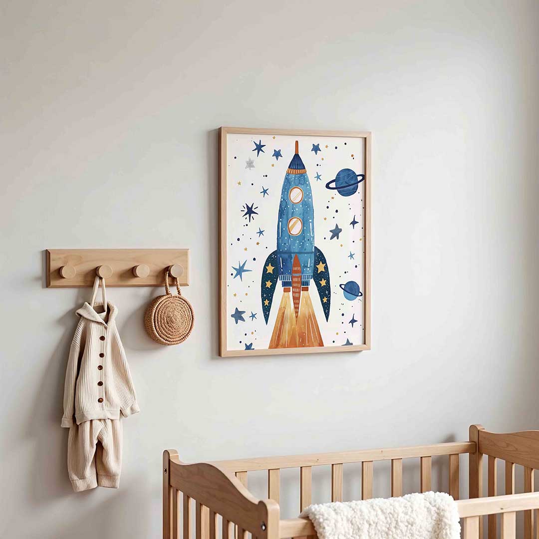 Ruimteraket en sterren Poster