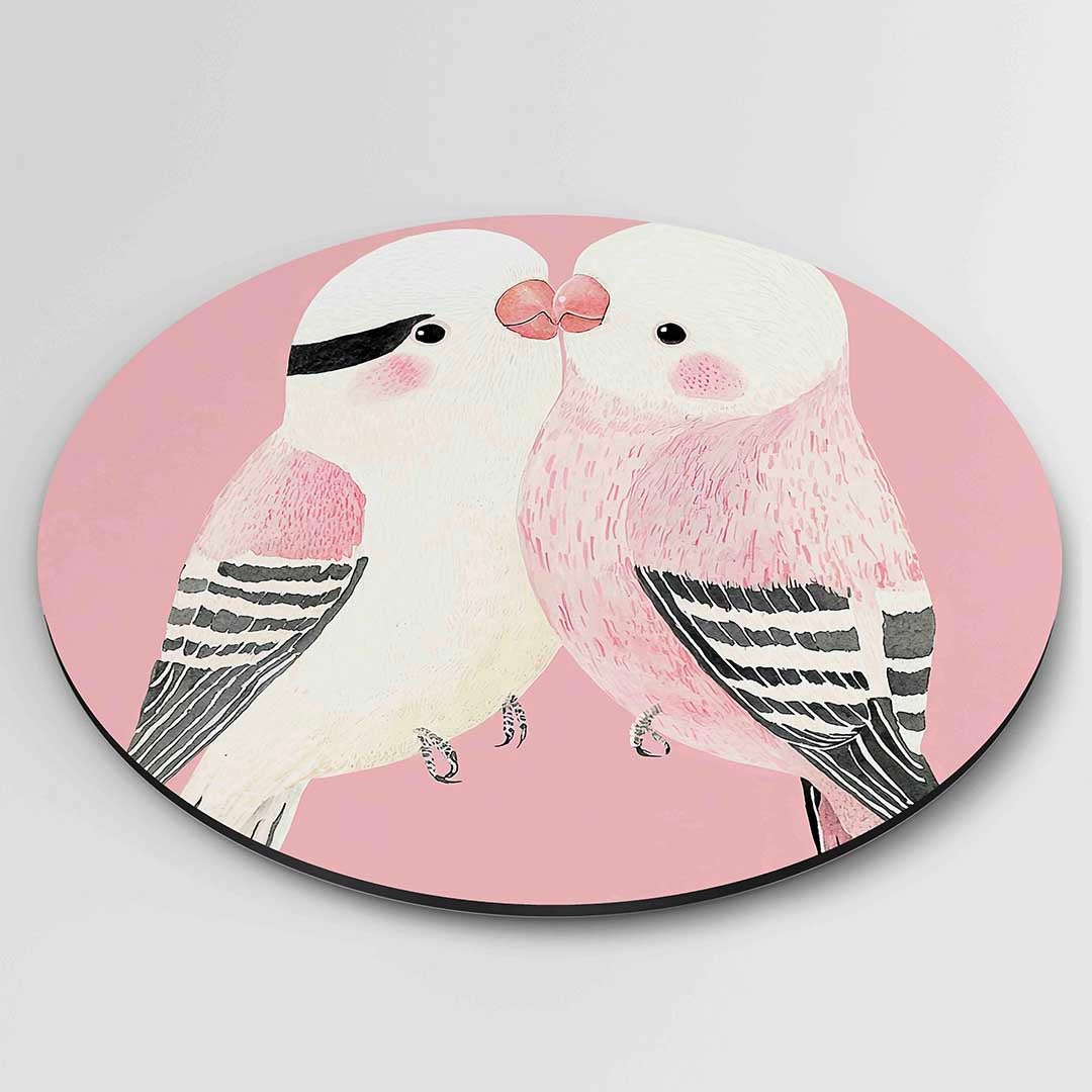 Twee vogels op roze Muurcirkel