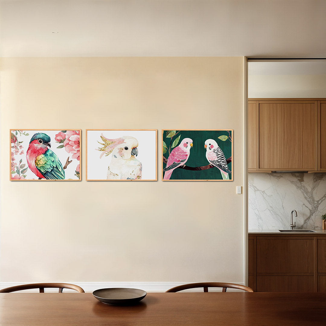 Vogel en bloemen Posterset