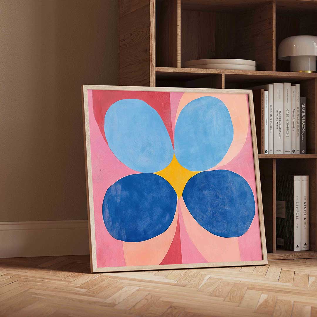 Bloemvormen met blauwe accenten Poster