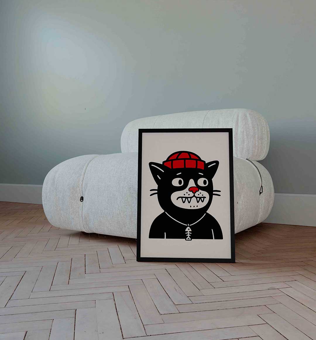 Kat met muts Poster