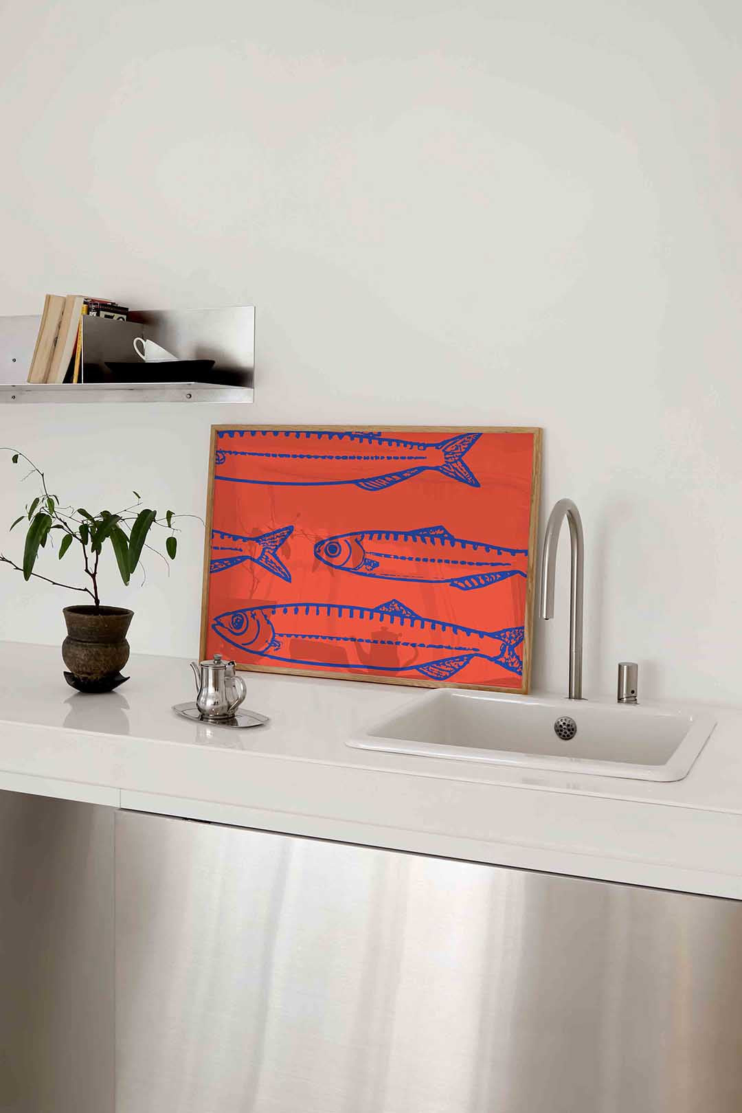 Vissen op oranje Poster