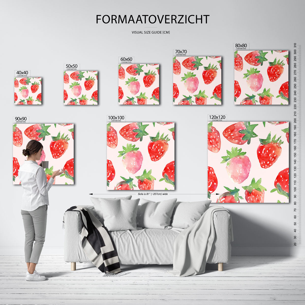 Aardbeien patroon Poster