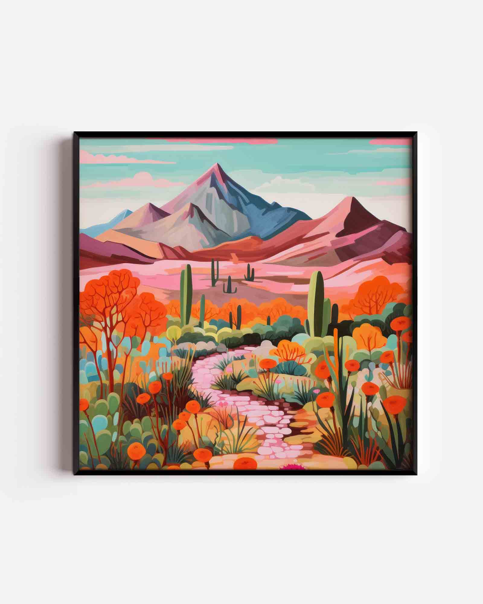 Berglandschap met cactussen Poster