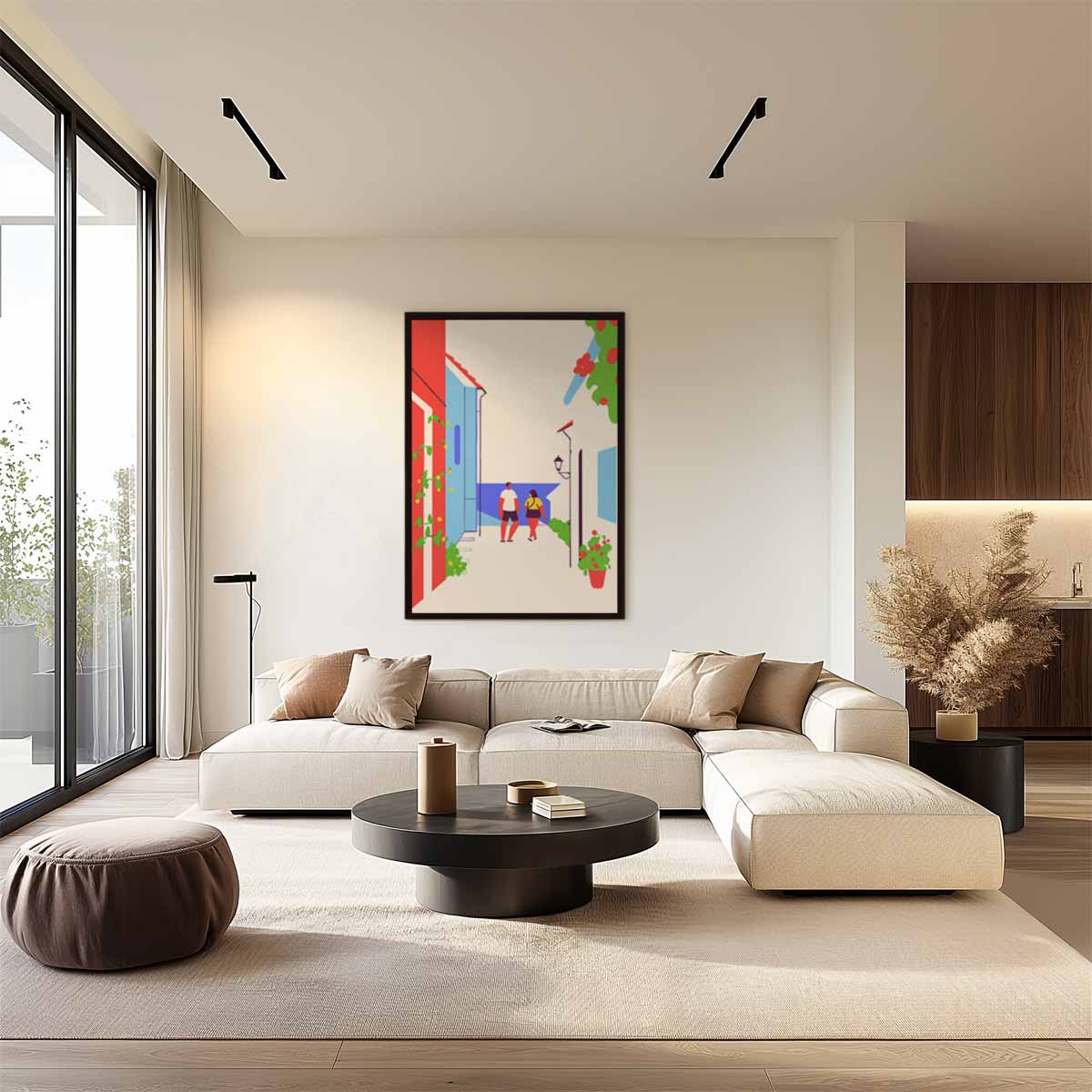 Kleurrijke Stadswandeling Kunstwerk-canvas-dibond-plexiglas-wanddecoratie-WallArtistic
