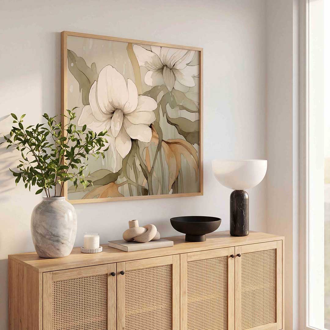 Witte bloemen Poster