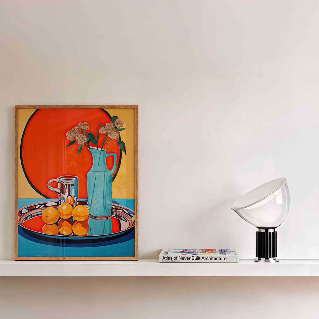 Stilleven met bloemen en fruit Poster