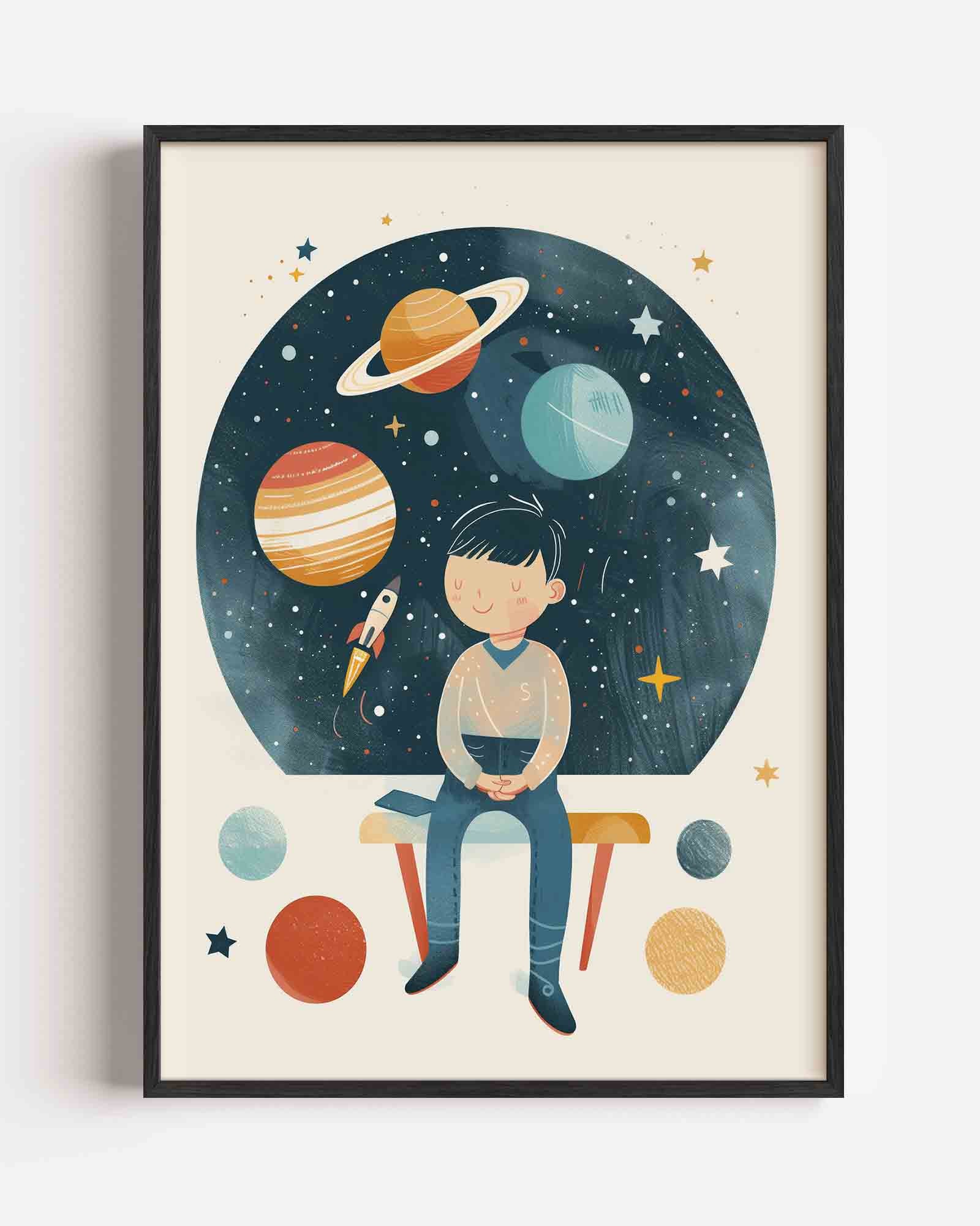 Jongen met planeten Poster