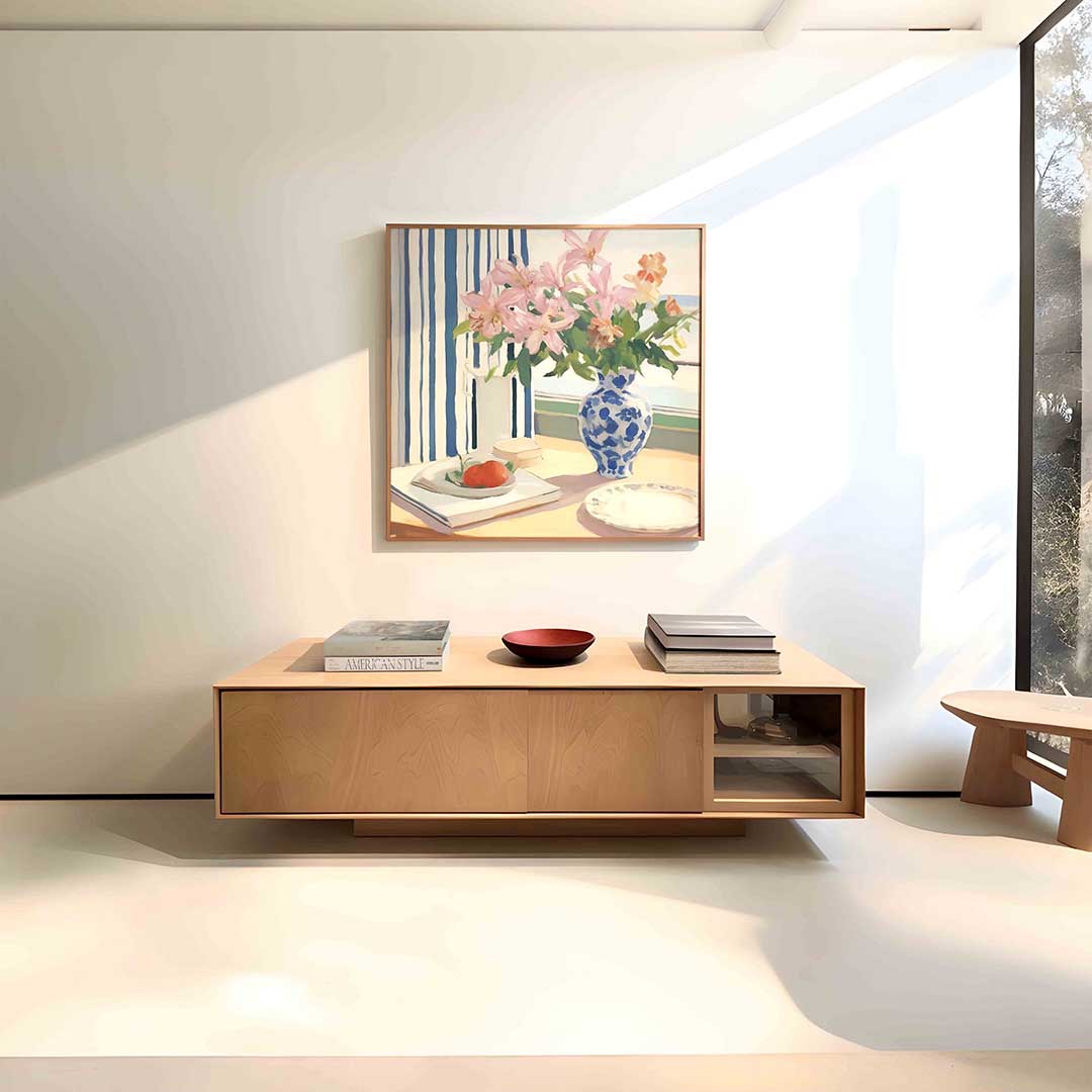Bloemenvaas en fruit Poster