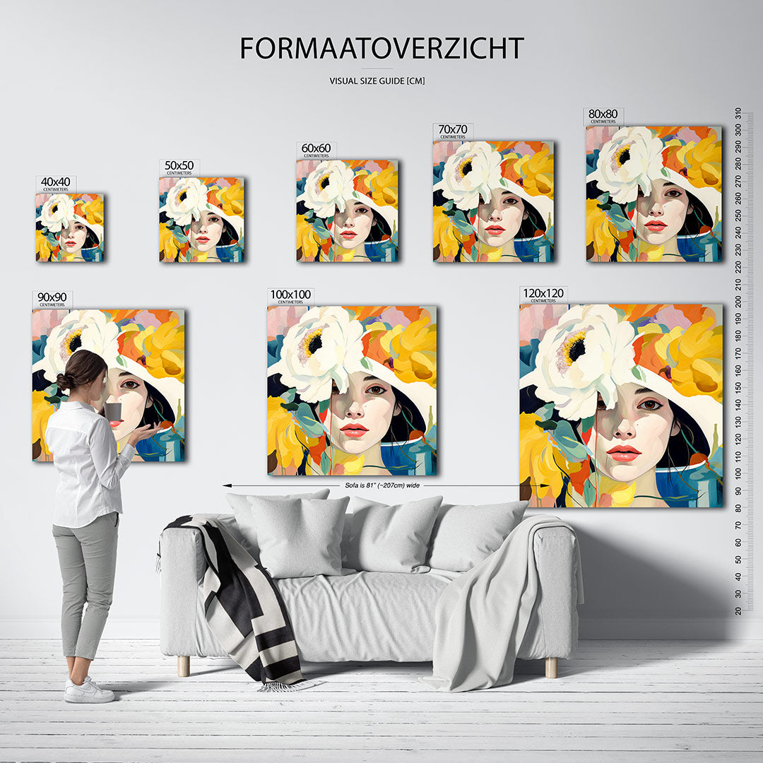 Vrouwelijk bloemenportret Kunstwerk