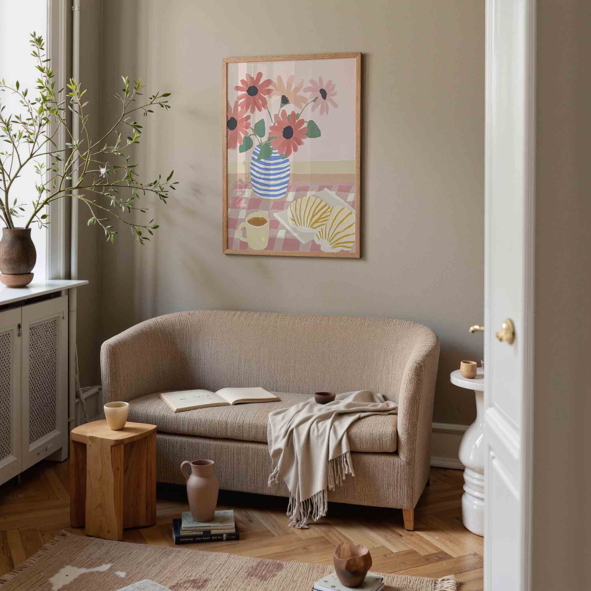 Bloemen en ontbijt Poster