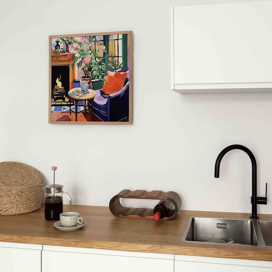 Interieur met open haard Poster