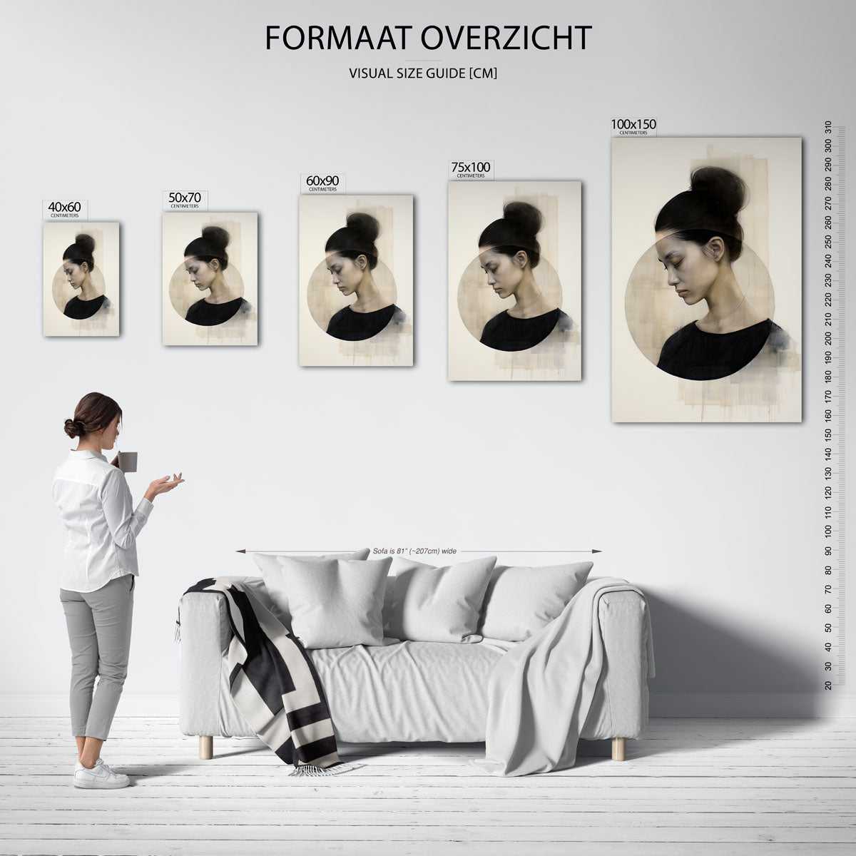 Geometrische portretstudie Kunstwerk