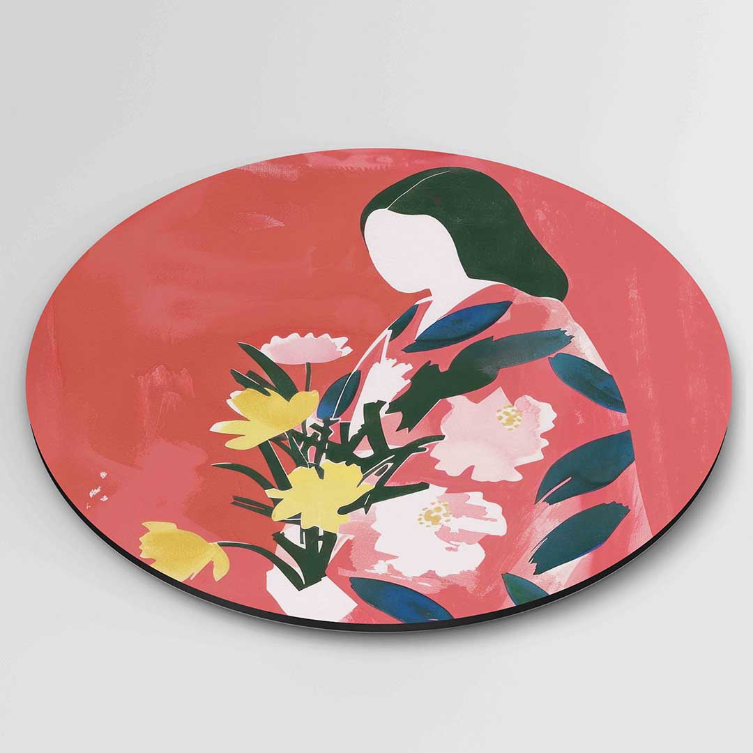 Vrouw met bloemen Muurcirkel
