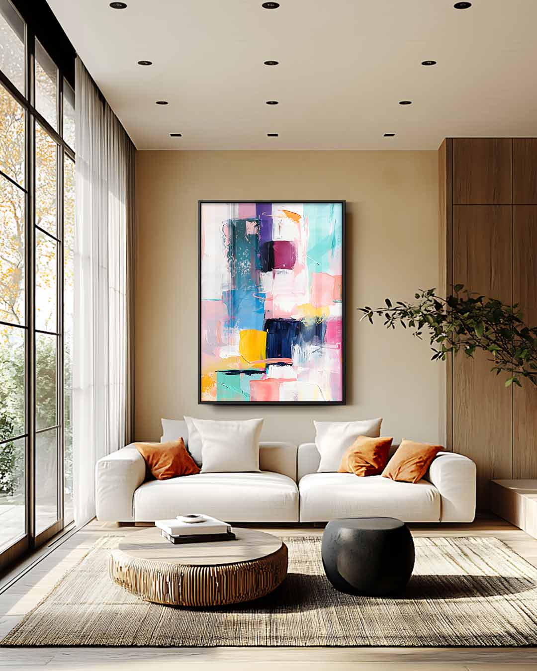 Kleurrijke Abstractie in Beweging Kunstwerk-canvas-dibond-plexiglas-wanddecoratie-WallArtistic