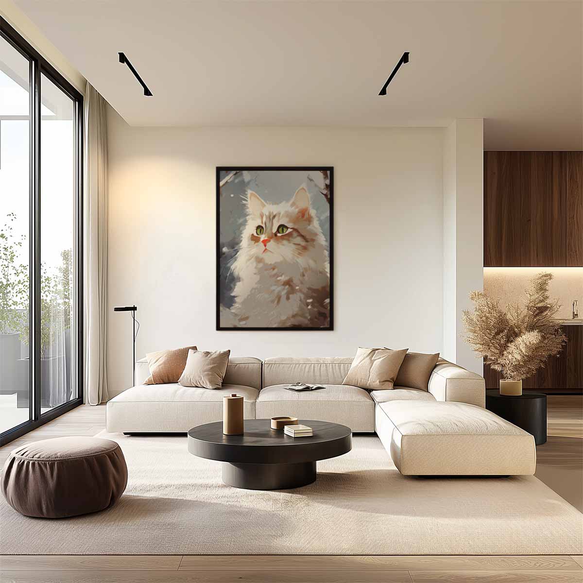 Winterse Kattenblik Kunstwerk-canvas-dibond-plexiglas-wanddecoratie-WallArtistic