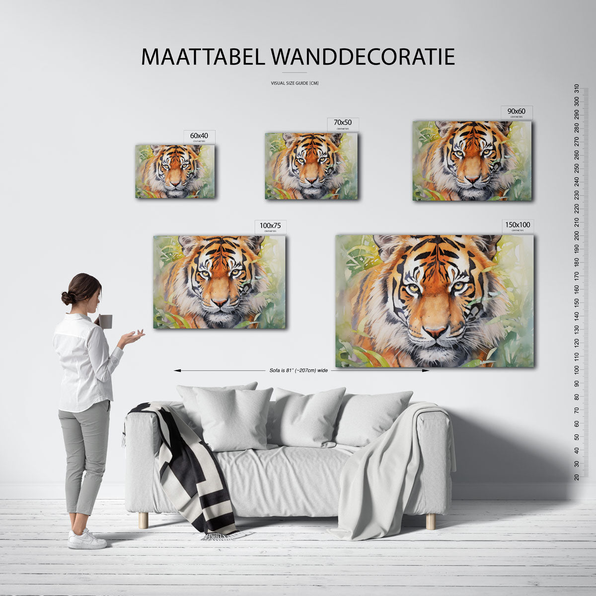 Tijger portret Kunstwerk