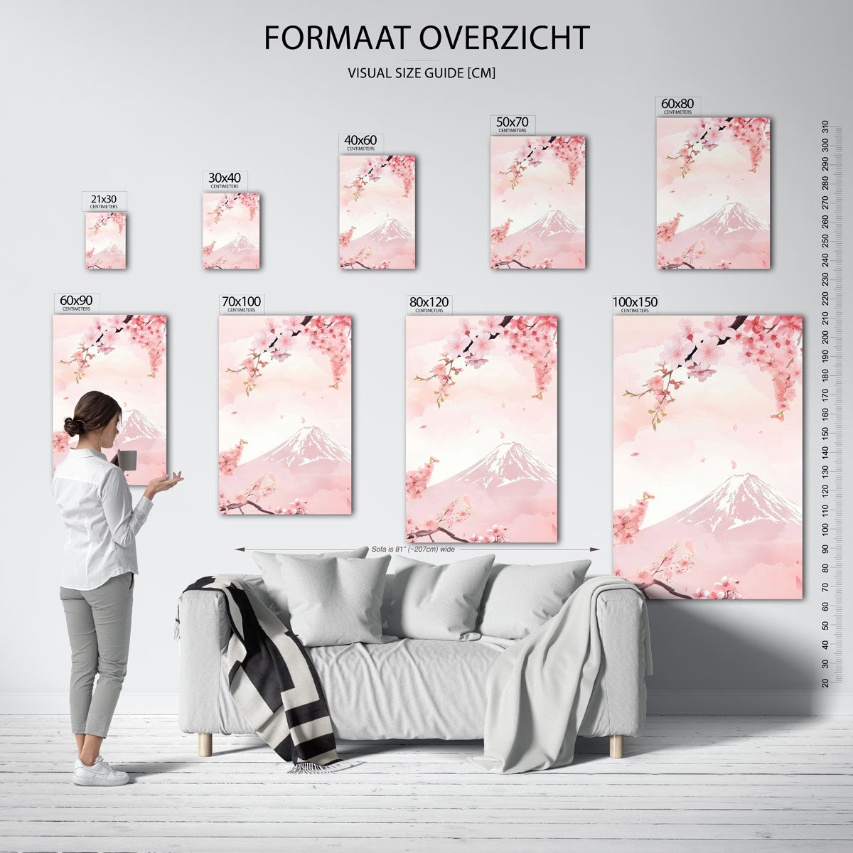 Bloesem en berg Poster
