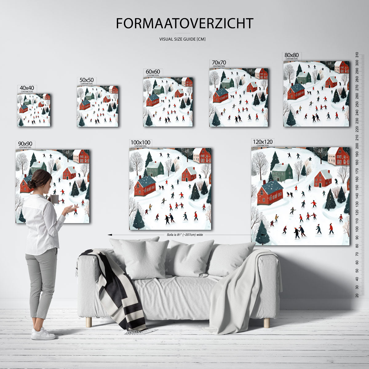 Schaatsers in winterlandschap Poster