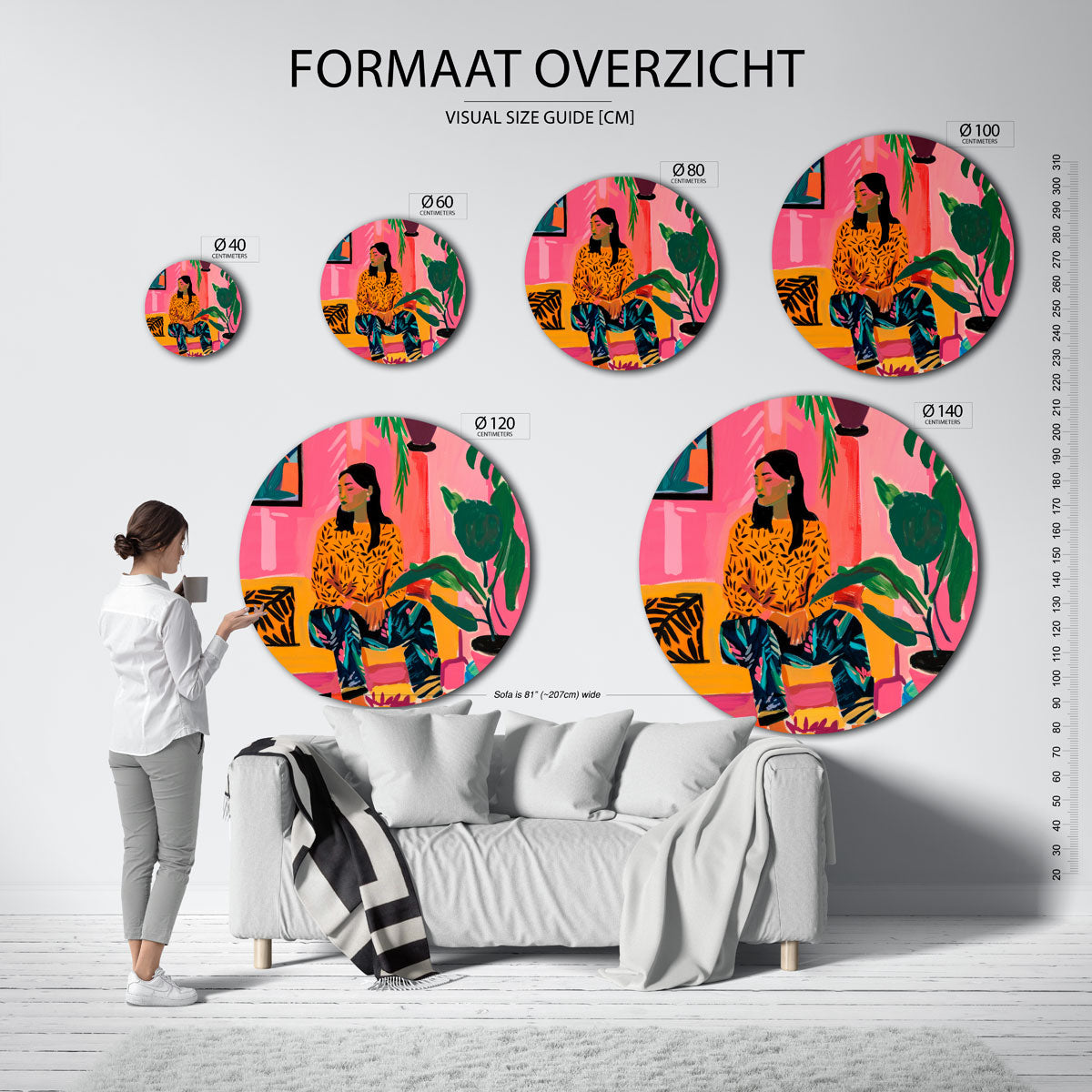 Vrouw met planten Muurcirkel