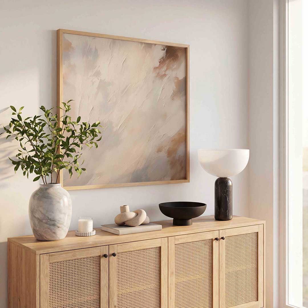 Abstracte beige en grijze Poster